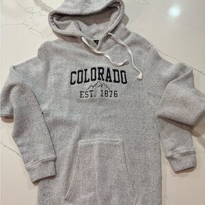 Women’s Colorado Hoodie Sweatshirt–Heather Gray–Embroidered-Excellent Condition
